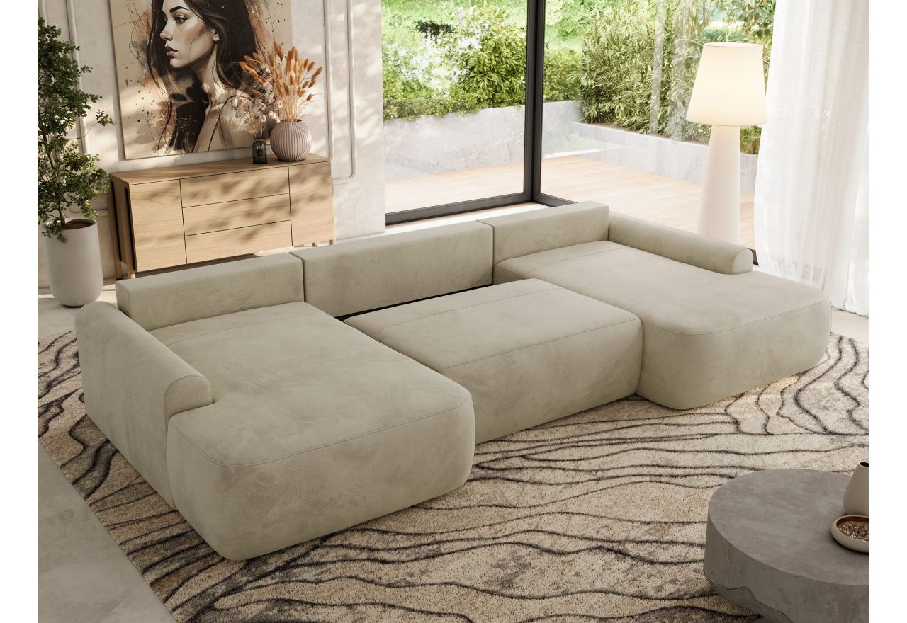 Narożnik CUBO U -  beżowy, welwet