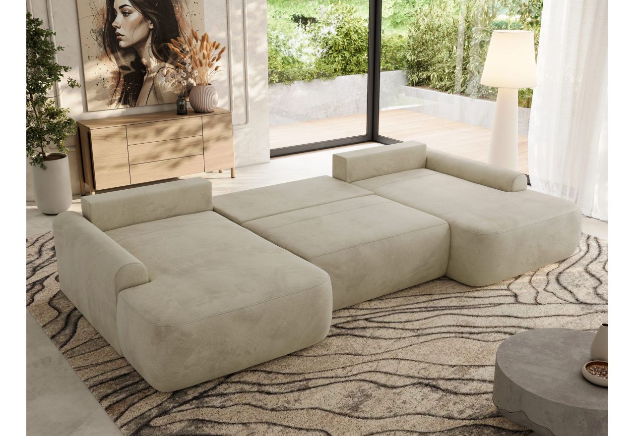 Narożnik CUBO U -  beżowy, welwet