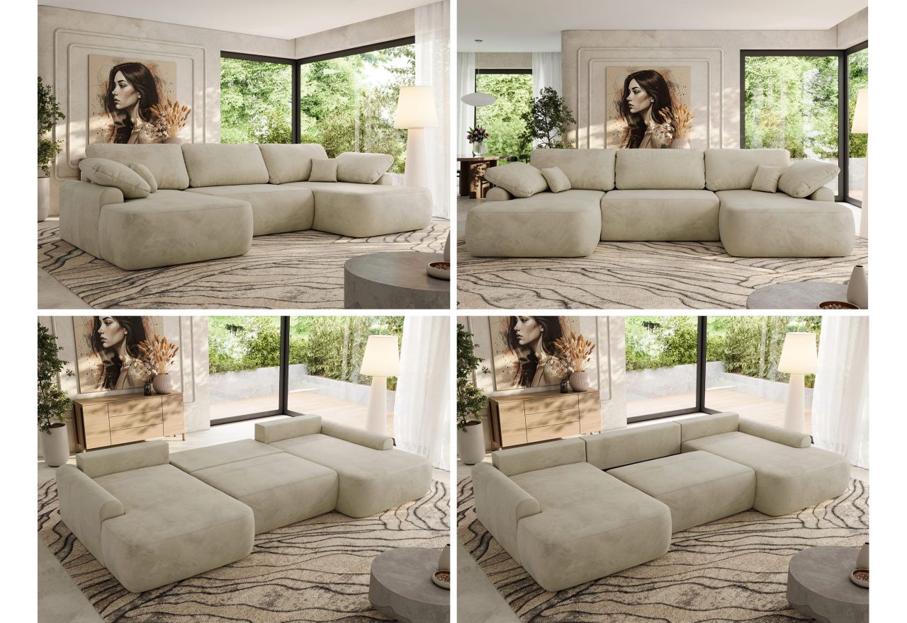 Narożnik CUBO U -  beżowy, welwet