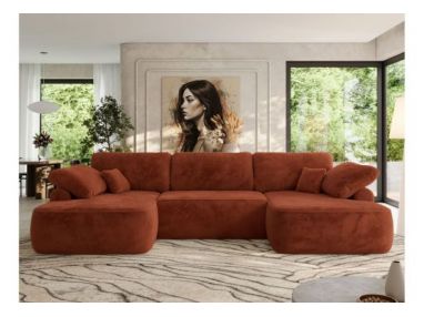 Narożnik CUBO U -  pomarańczowy, plusz