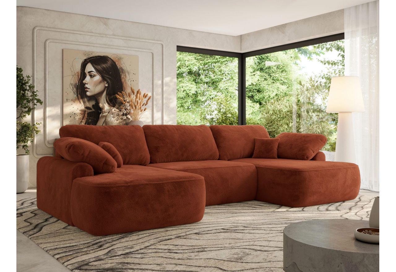 Narożnik CUBO U -  pomarańczowy, plusz