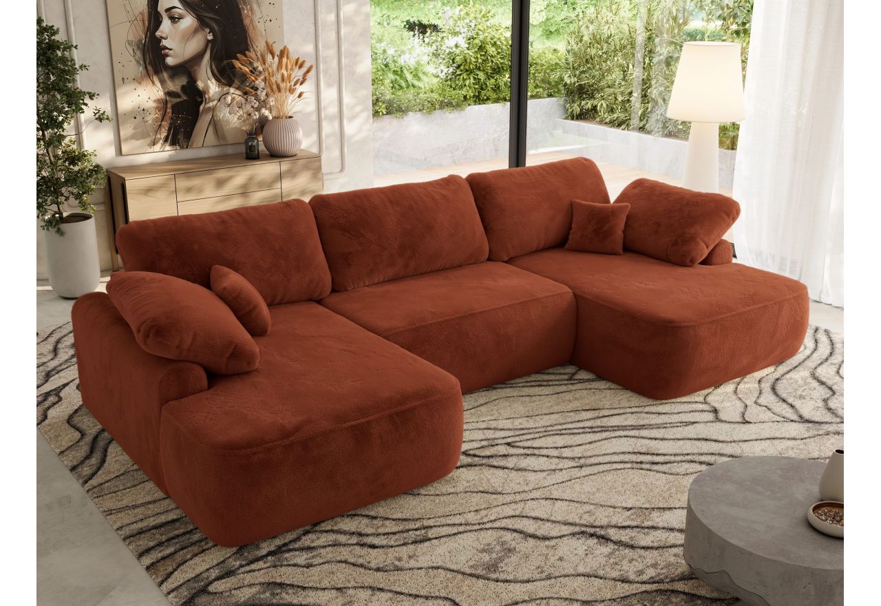 Narożnik CUBO U -  pomarańczowy, plusz