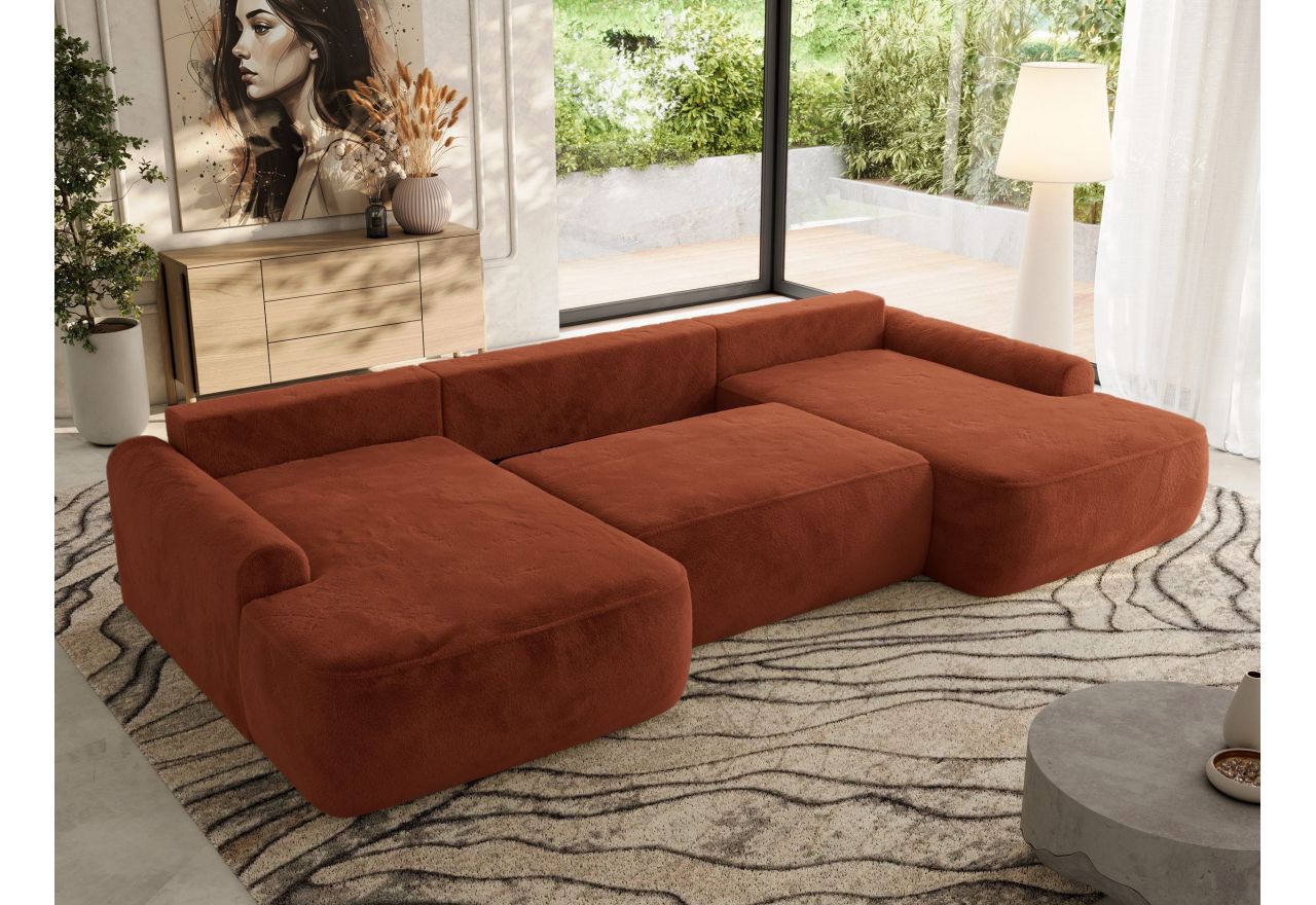 Narożnik CUBO U -  pomarańczowy, plusz