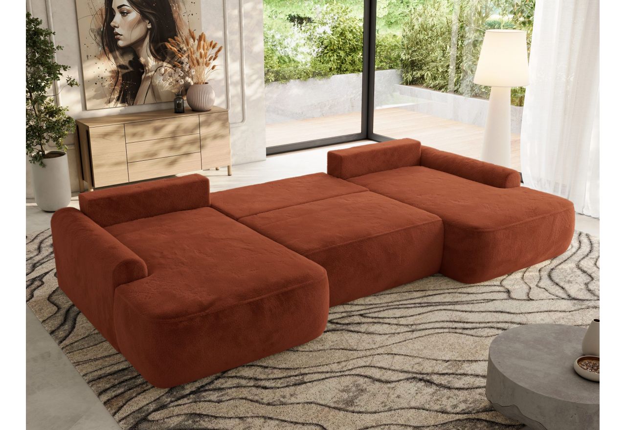 Narożnik CUBO U -  pomarańczowy, plusz