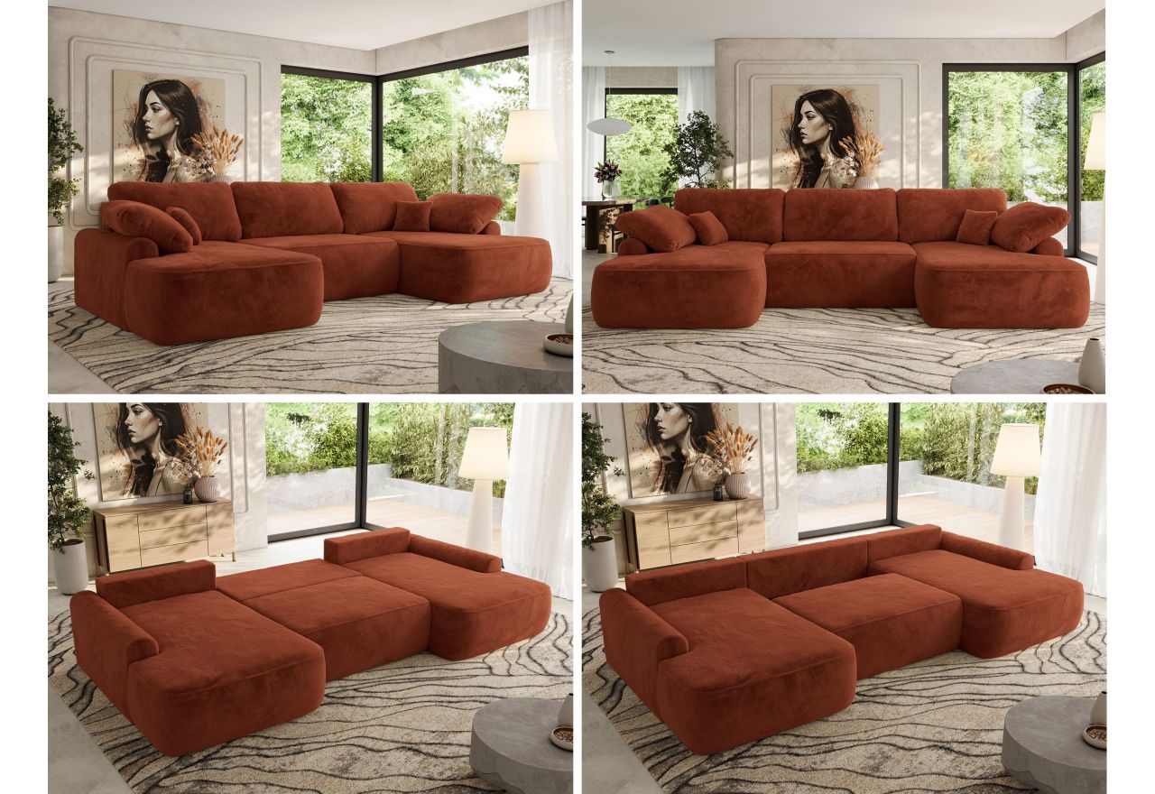 Narożnik CUBO U -  pomarańczowy, plusz