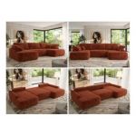 Narożnik CUBO U -  pomarańczowy, plusz