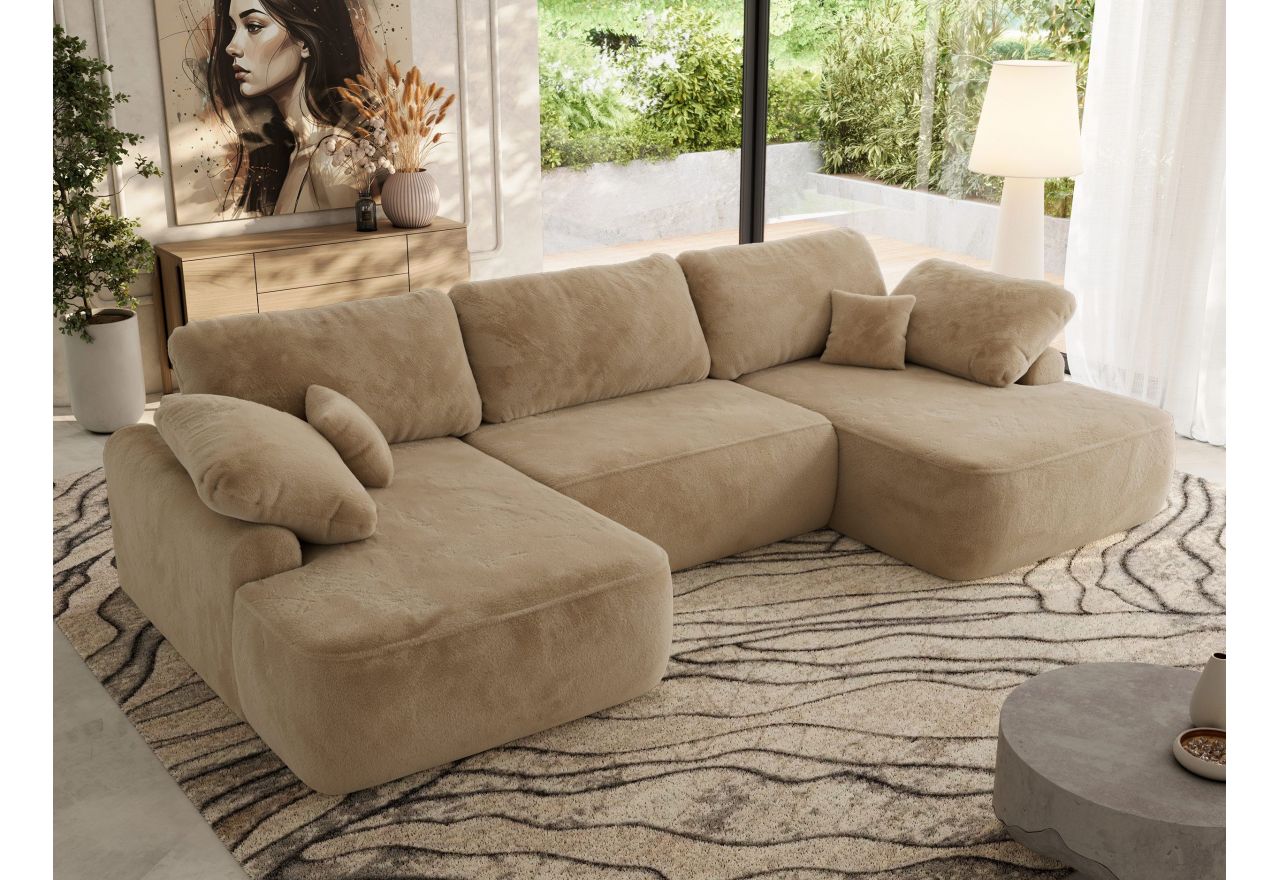 Narożnik CUBO U -  beżowy, plusz