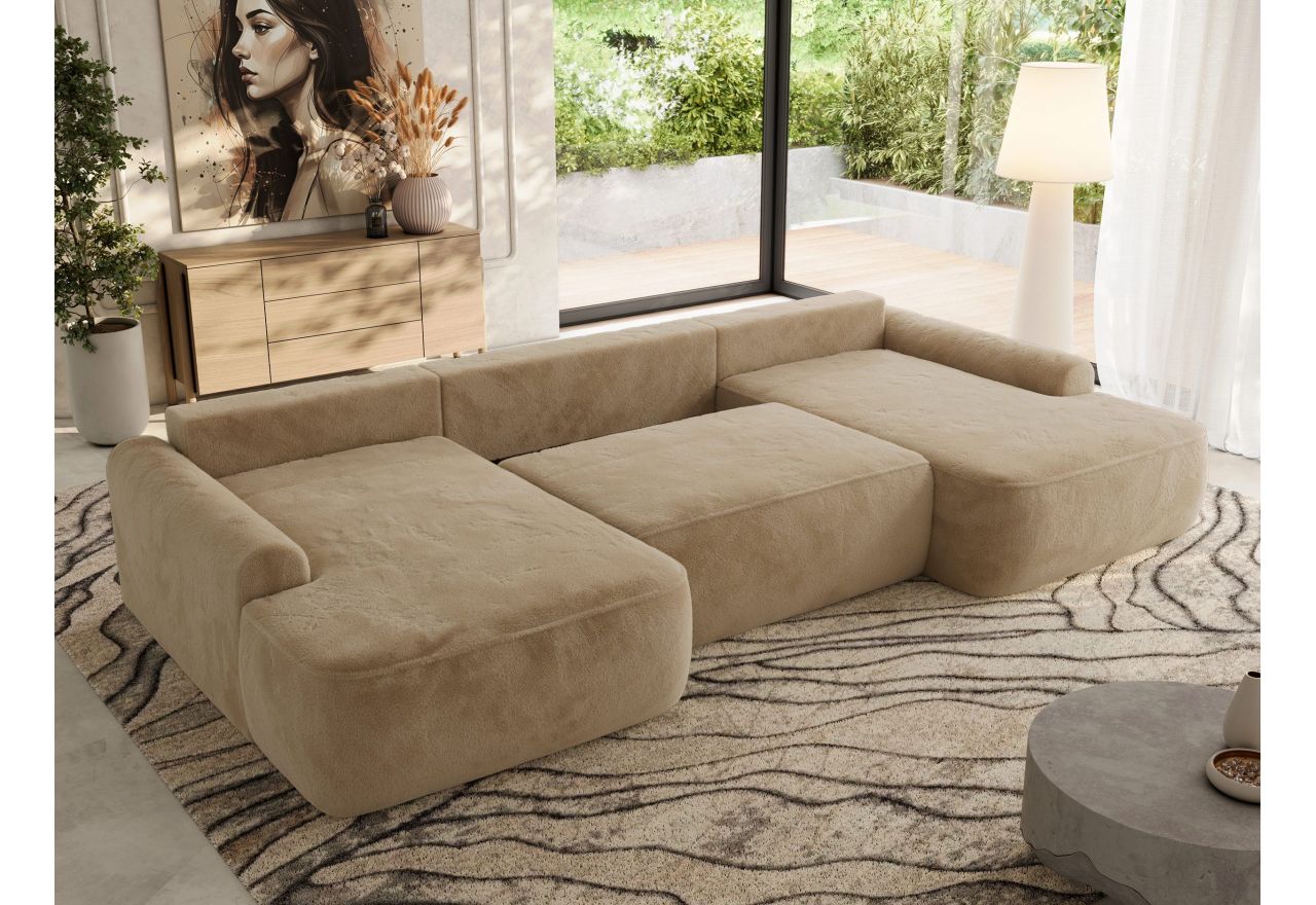 Narożnik CUBO U -  beżowy, plusz