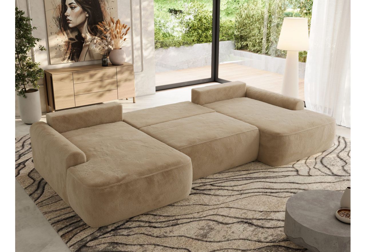 Narożnik CUBO U -  beżowy, plusz