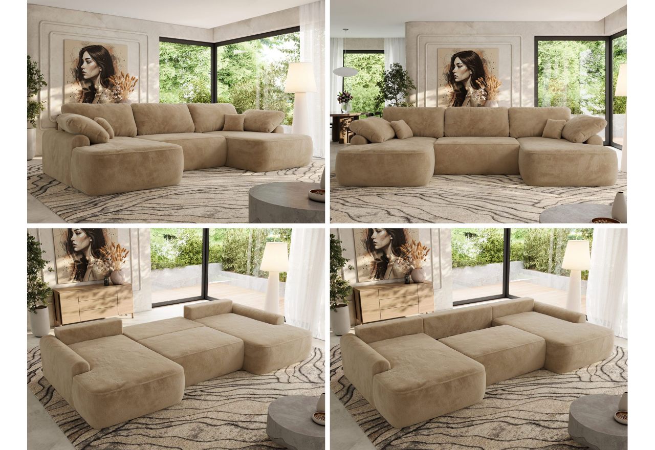 Narożnik CUBO U -  beżowy, plusz