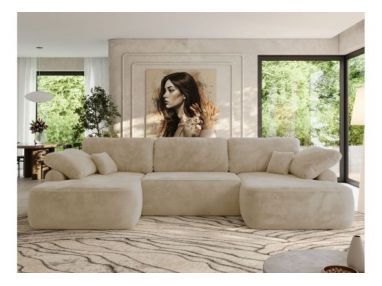 Narożnik CUBO U -  kremowy, plusz