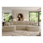 Narożnik CUBO U -  kremowy, plusz