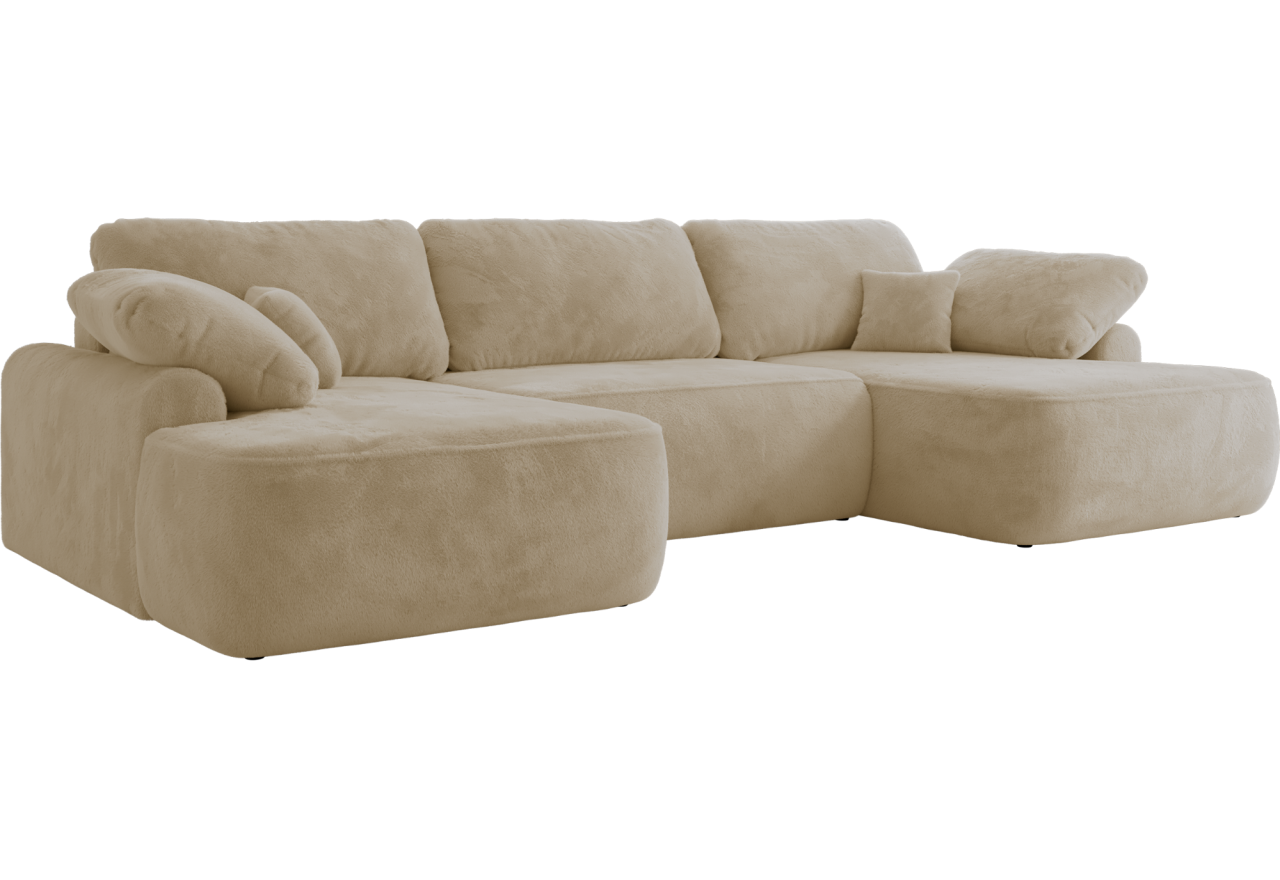 Narożnik CUBO U -  kremowy, plusz