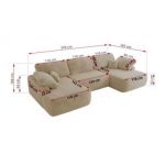 Narożnik CUBO U -  kremowy, plusz