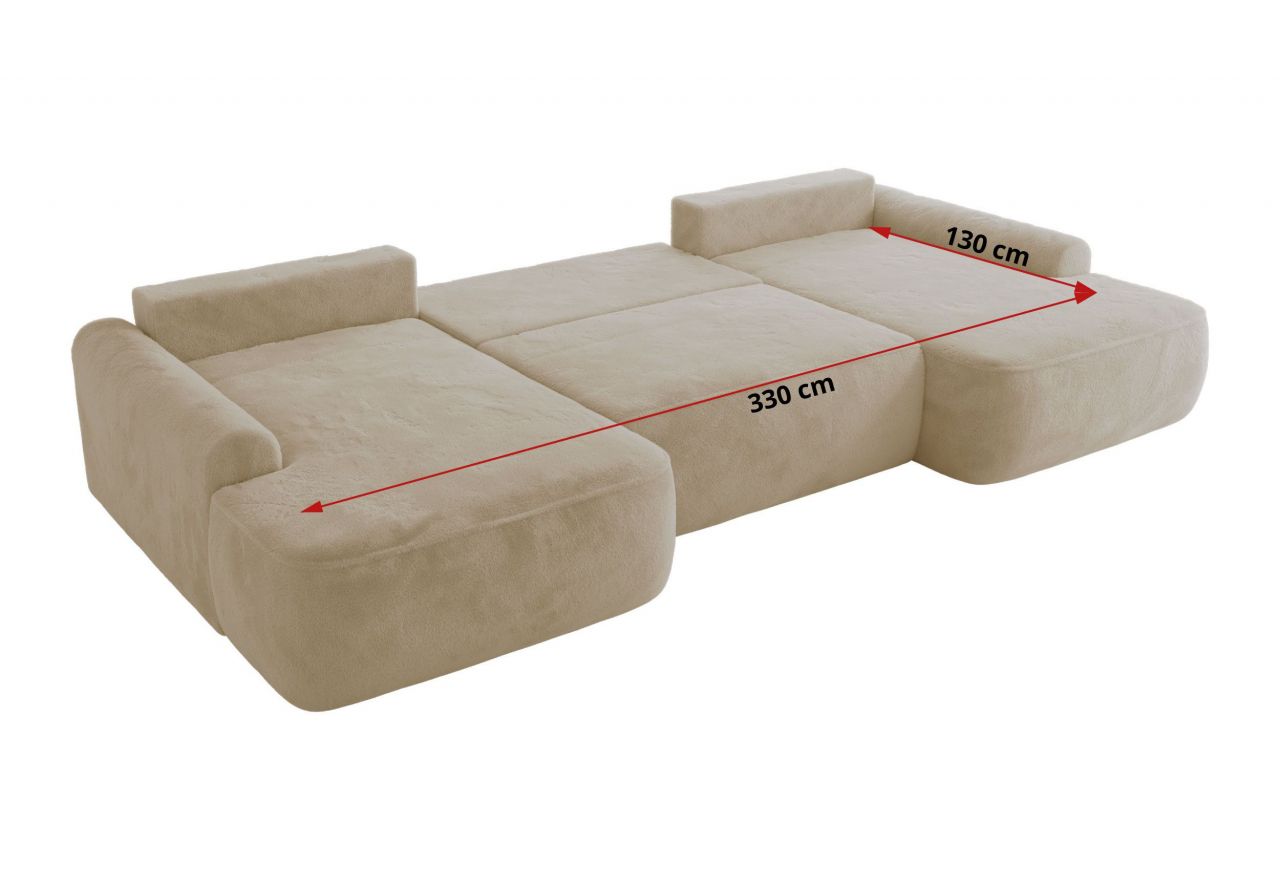 Narożnik CUBO U -  kremowy, plusz