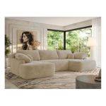 Narożnik CUBO U -  kremowy, plusz