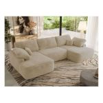 Narożnik CUBO U -  kremowy, plusz