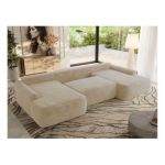 Narożnik CUBO U -  kremowy, plusz