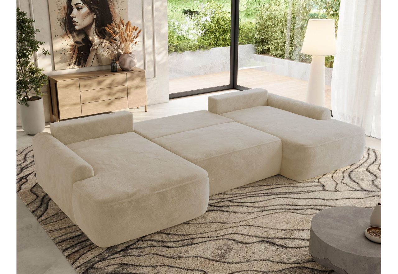 Narożnik CUBO U -  kremowy, plusz