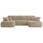 Narożnik CUBO U -  kremowy, plusz