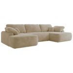 Narożnik CUBO U -  kremowy, plusz