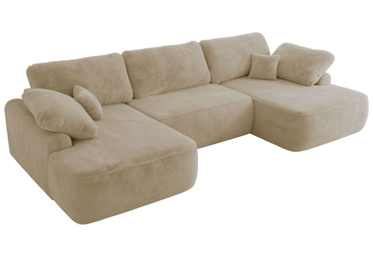 Narożnik CUBO U -  kremowy, plusz