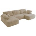 Narożnik CUBO U -  kremowy, plusz