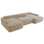 Narożnik CUBO U -  kremowy, plusz