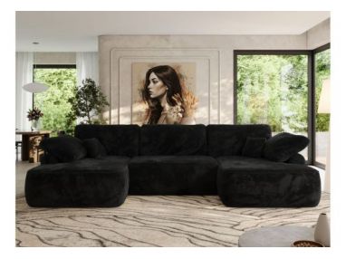 Narożnik CUBO U -  czarny, plusz