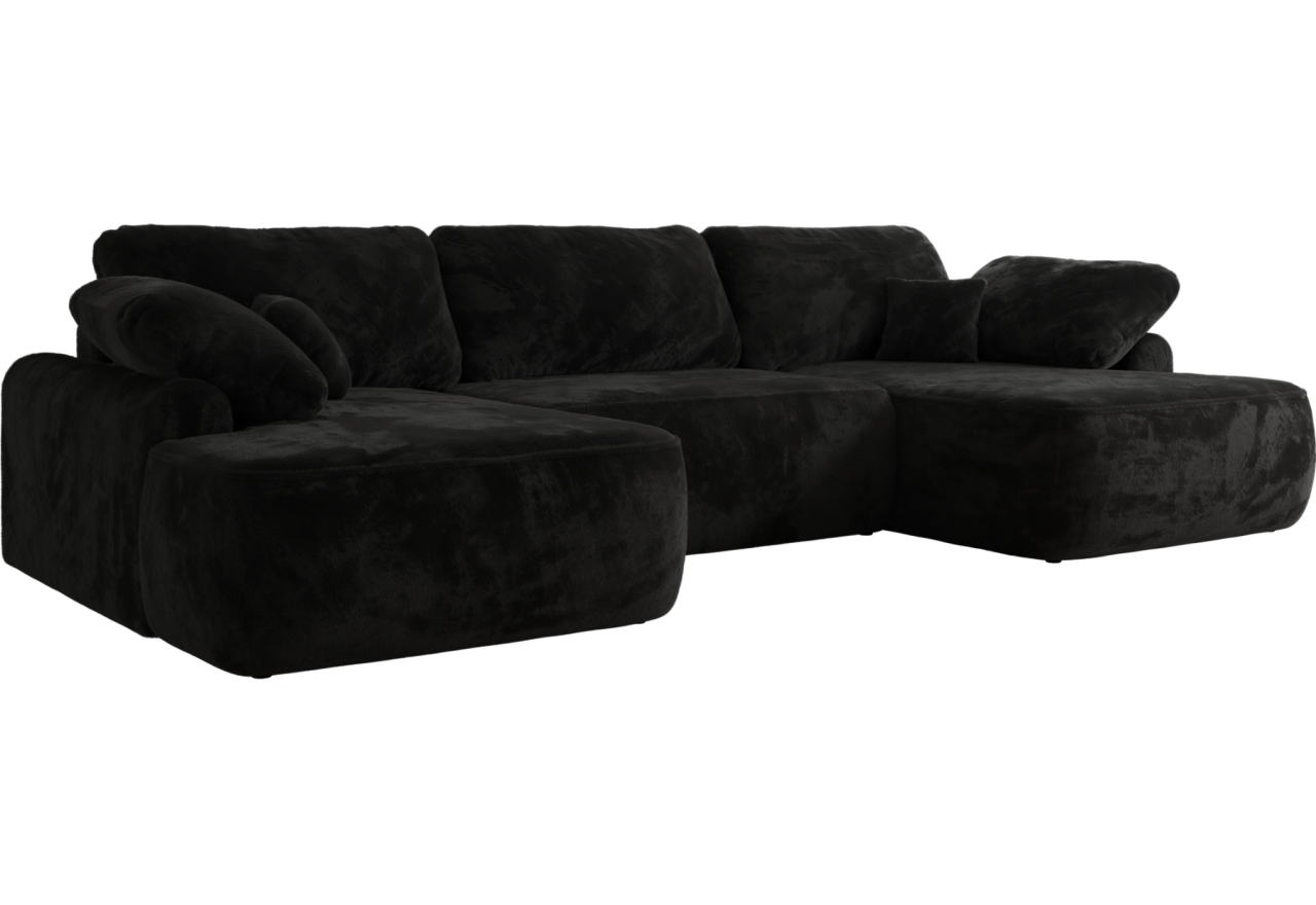 Narożnik CUBO U -  czarny, plusz