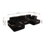 Narożnik CUBO U -  czarny, plusz