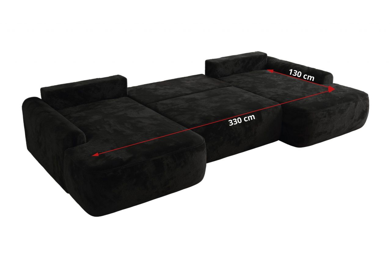 Narożnik CUBO U -  czarny, plusz