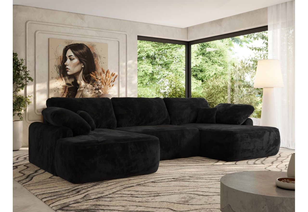 Narożnik CUBO U -  czarny, plusz