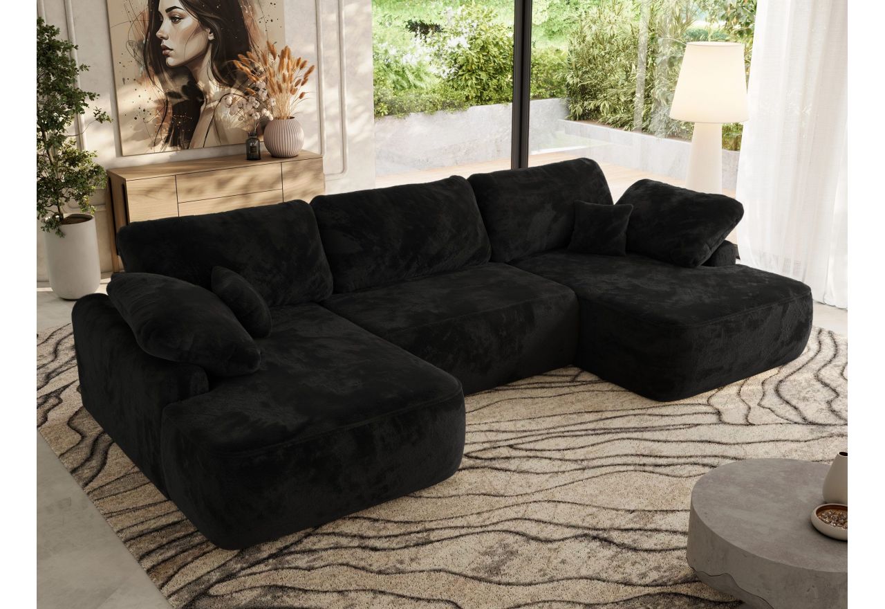 Narożnik CUBO U -  czarny, plusz