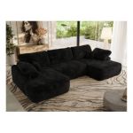 Narożnik CUBO U -  czarny, plusz