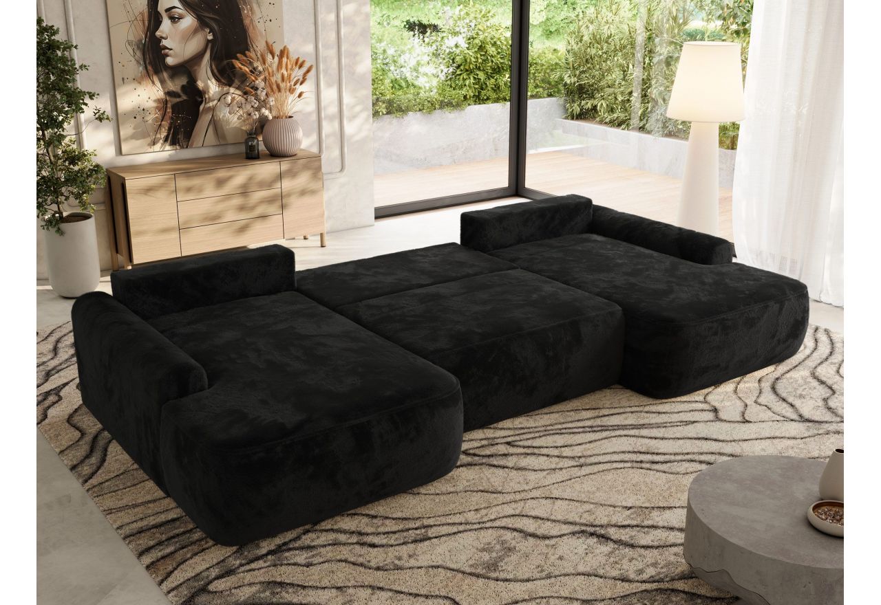 Narożnik CUBO U -  czarny, plusz