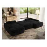 Narożnik CUBO U -  czarny, plusz