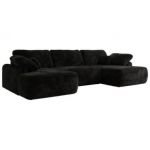 Narożnik CUBO U -  czarny, plusz