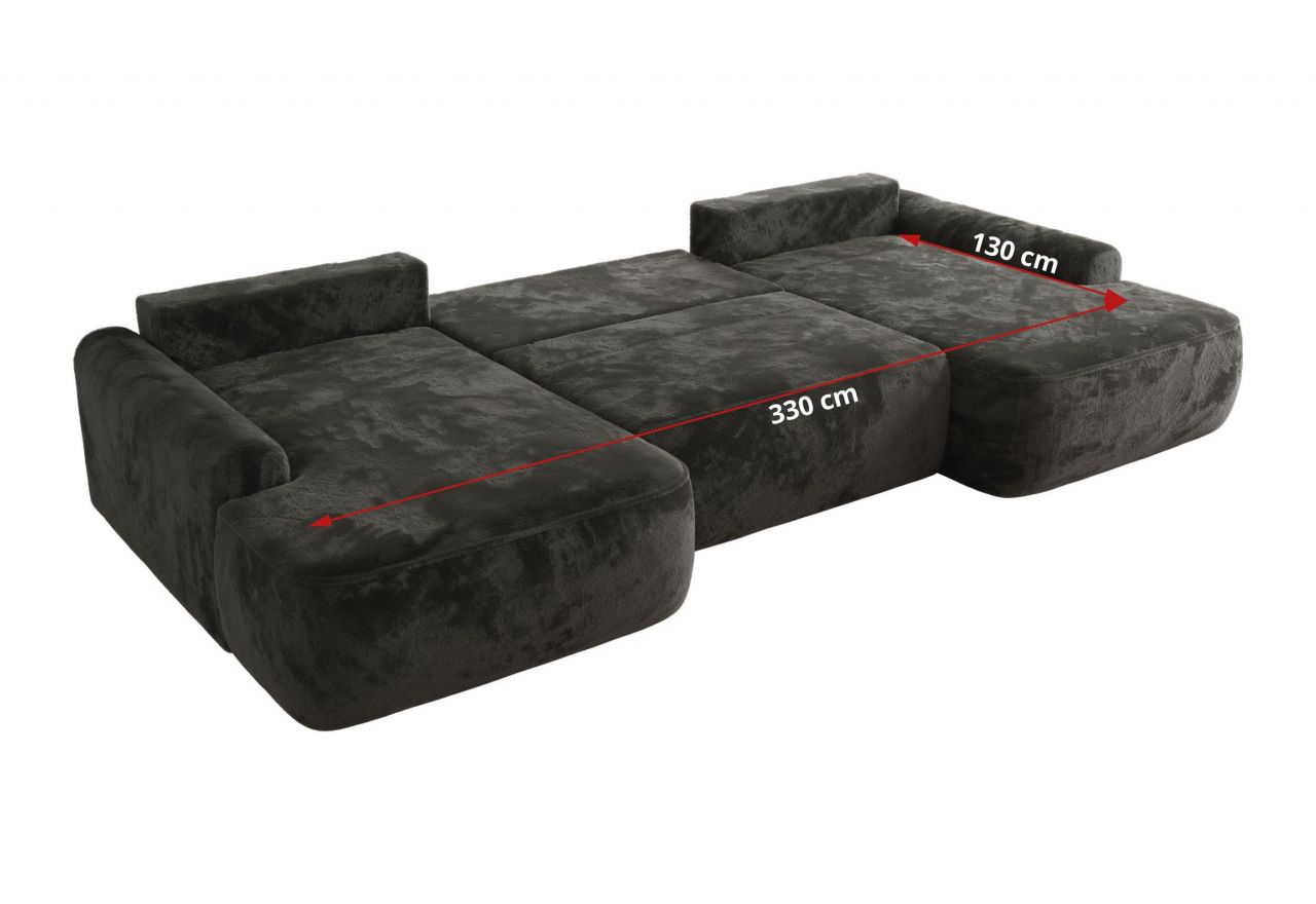 Narożnik CUBO U -  ciemnoszary, plusz