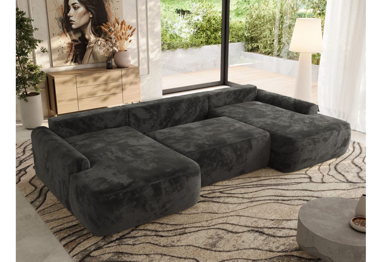 Narożnik CUBO U -  ciemnoszary, plusz