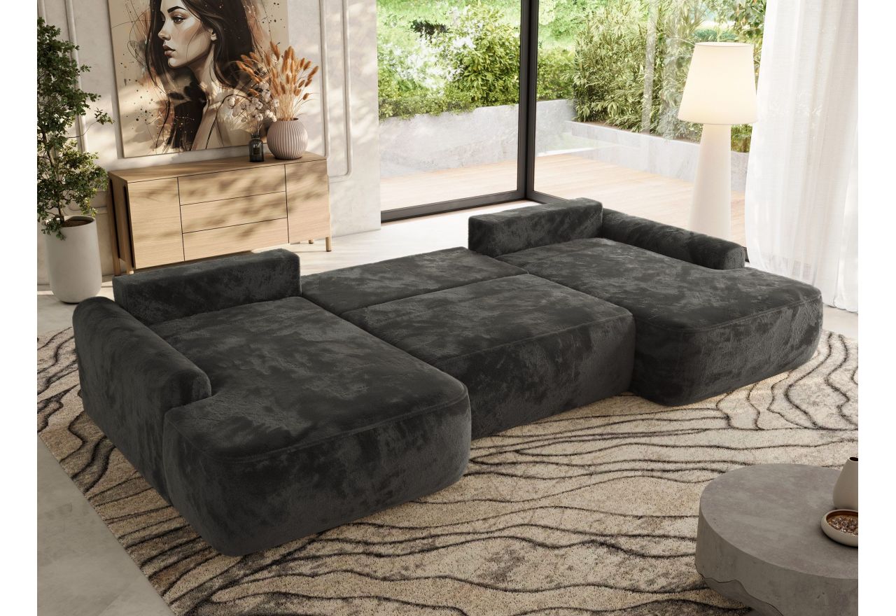 Narożnik CUBO U -  ciemnoszary, plusz