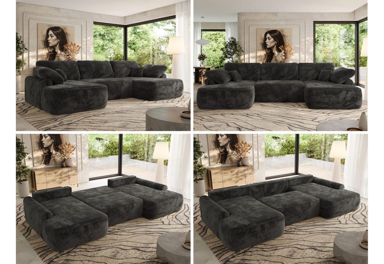 Narożnik CUBO U -  ciemnoszary, plusz