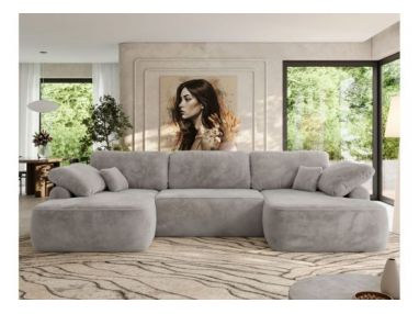 Narożnik CUBO U -  jasnoszary, plusz