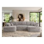 Narożnik CUBO U -  jasnoszary, plusz