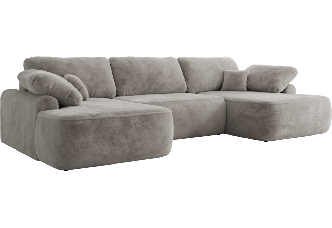 Narożnik CUBO U -  jasnoszary, plusz