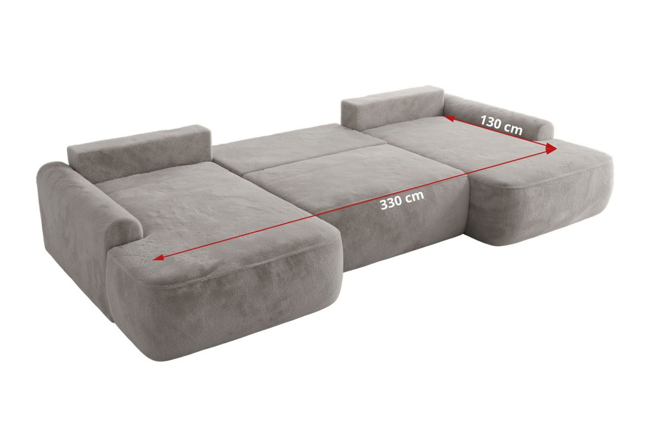 Narożnik CUBO U -  jasnoszary, plusz