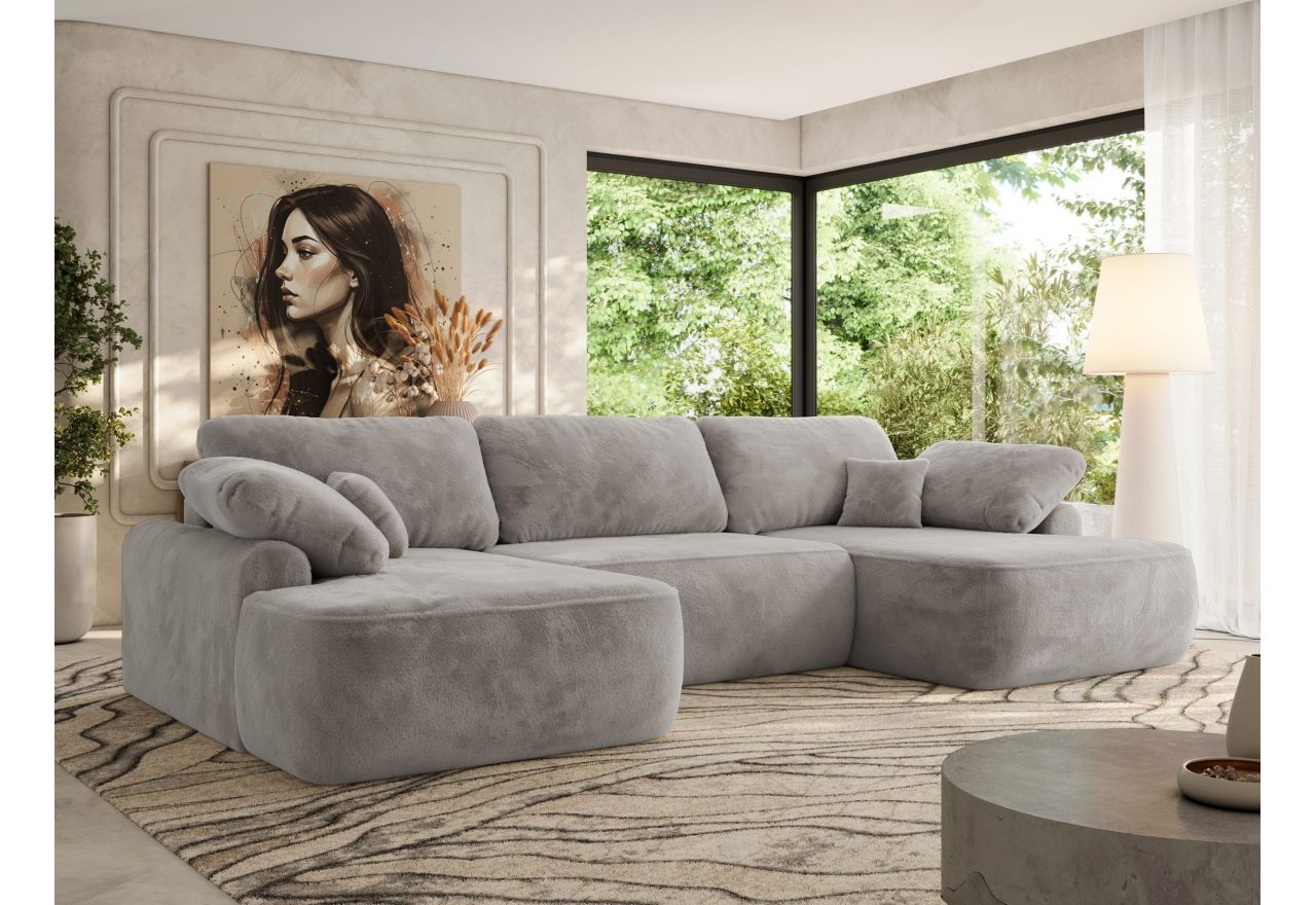 Narożnik CUBO U -  jasnoszary, plusz