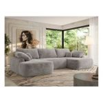 Narożnik CUBO U -  jasnoszary, plusz