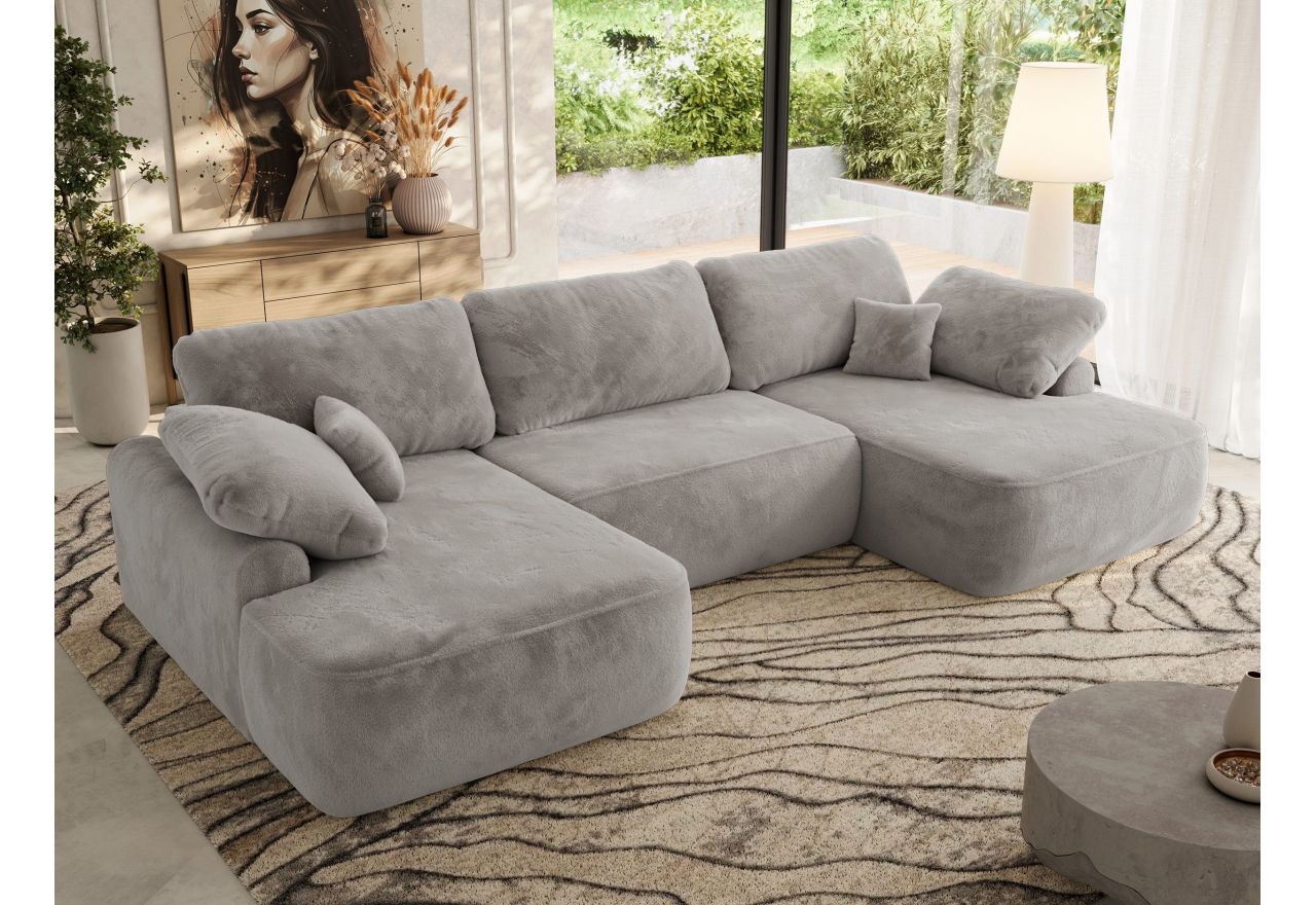 Narożnik CUBO U -  jasnoszary, plusz