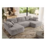 Narożnik CUBO U -  jasnoszary, plusz